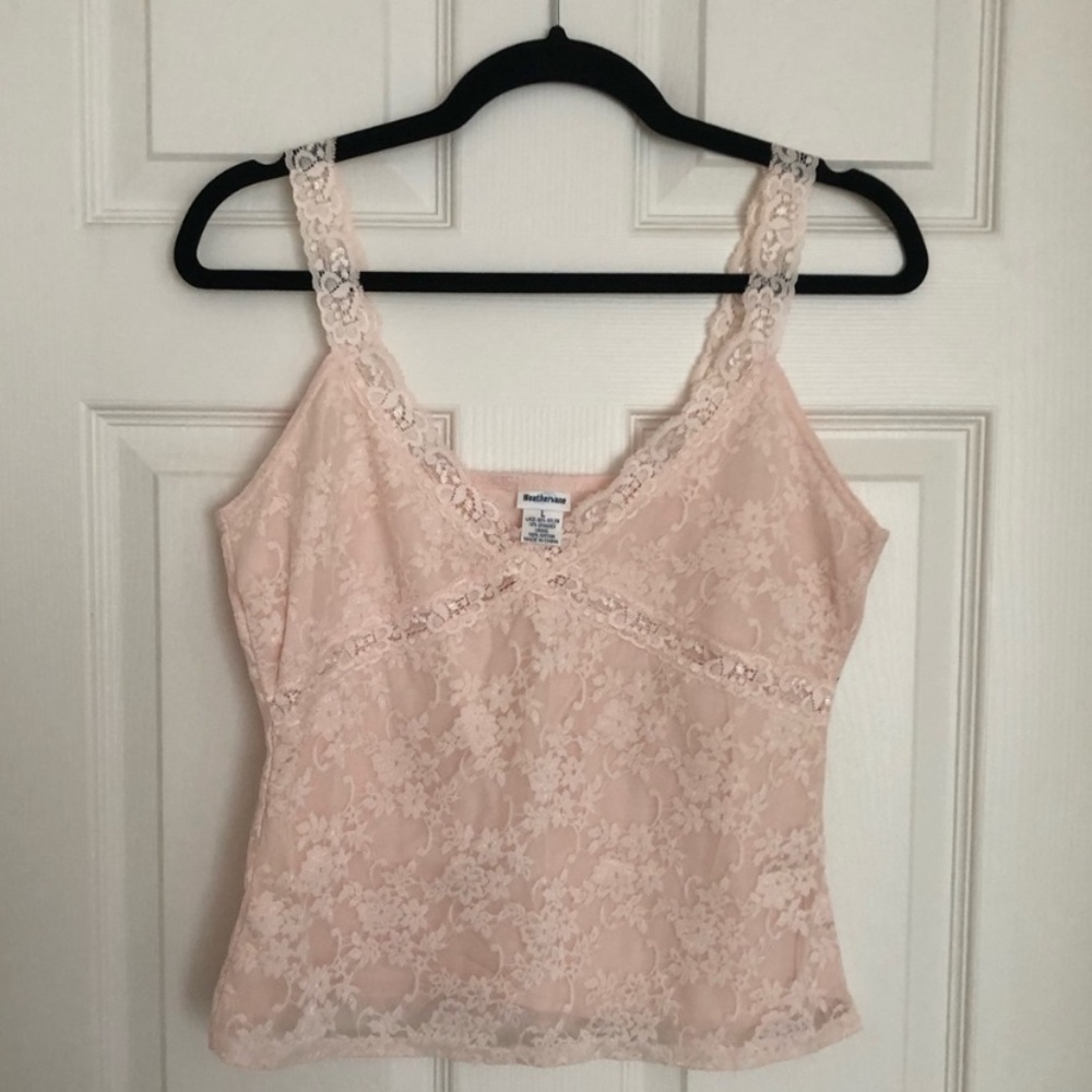 Lace Camisole Tank Top in Blush Pink